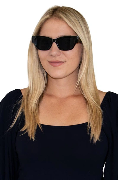 Fifth & Ninth Andi 51mm Polarized Rectangular Sunglasses In Black/ Black