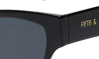 Shop Fifth & Ninth Andi 51mm Polarized Rectangular Sunglasses In Black/ Black