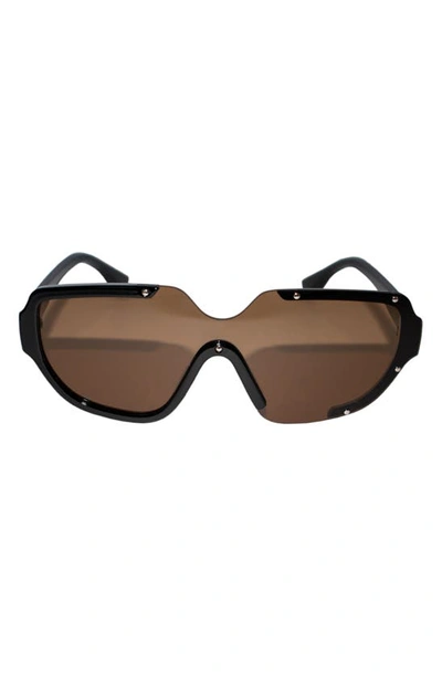 Shop Fifth & Ninth Jolie 71mm Oversize Polarized Square Sunglasses In Black/ Brown