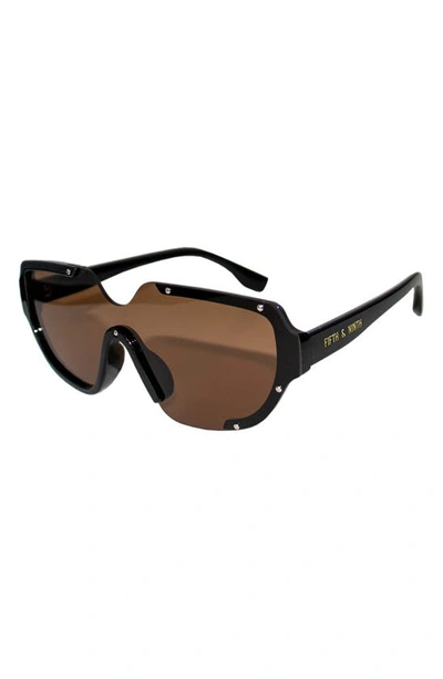 Shop Fifth & Ninth Jolie 71mm Oversize Polarized Square Sunglasses In Black/ Brown