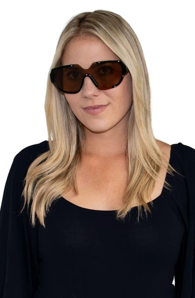 Shop Fifth & Ninth Jolie 71mm Oversize Polarized Square Sunglasses In Black/ Brown