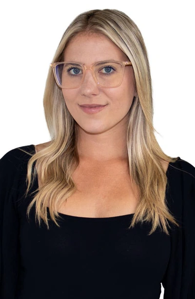 Fifth & Ninth Frankie 62mm Square Blue Light Blocking Glasses In Peach Tan/ Clear