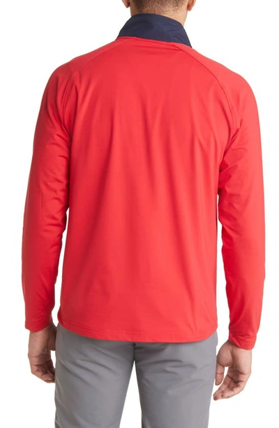 Shop Cutter & Buck Adapt Quarter Zip Wind Resistant Knit Pullover In Red/ Navy Blue