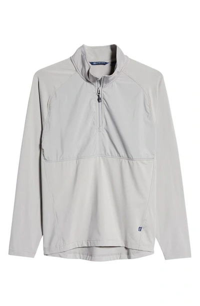 Cutter & Buck Adapt Quarter Zip Wind Resistant Knit Pullover In Polished
