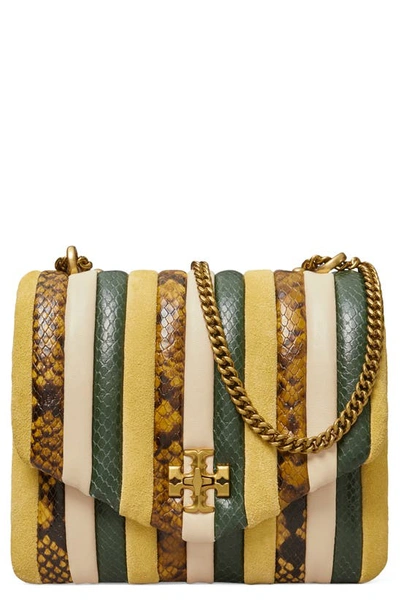 Tory Burch Kira Exotic Stripe Square Leather Crossbody Bag In Yellow Multi  | ModeSens