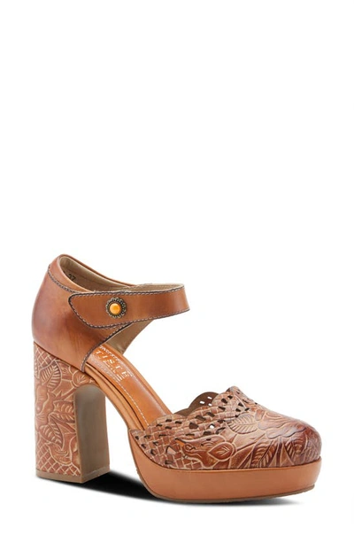 L'artiste Mary Jane Platform Pump In Camel Multi