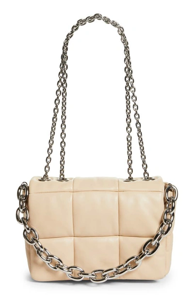 Shop Stand Studio Holly Quilted Leather Shoulder Bag In Warm Sand/ Silver