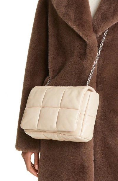 Shop Stand Studio Holly Quilted Leather Shoulder Bag In Warm Sand/ Silver