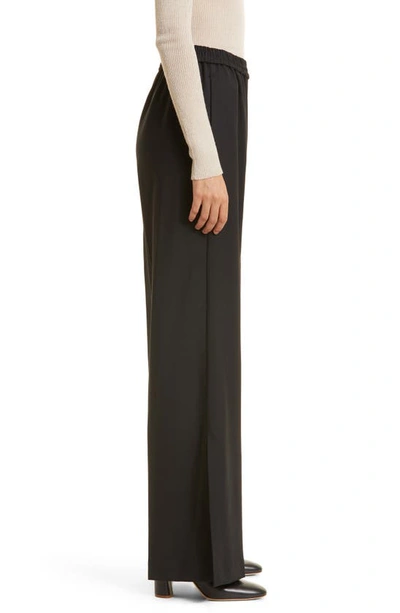 Shop Argent Pull-on Wide Leg Stretch Wool Pants In Black