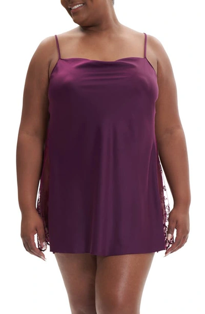 Shop Rya Collection Darling Lace Trim Chemise In Eggplant