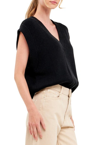 English Factory Throw On Sweater Vest In Black