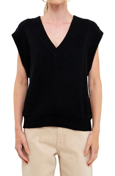 English Factory Throw On Sweater Vest In Black