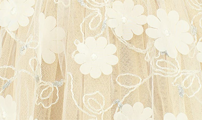 Popatu Kids' 3d Floral Appliqué Tulle Dress In Ivory
