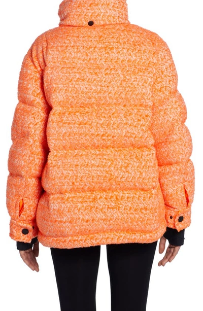 Shop Moncler Anteines Tweed Down Jacket In Orange Multi