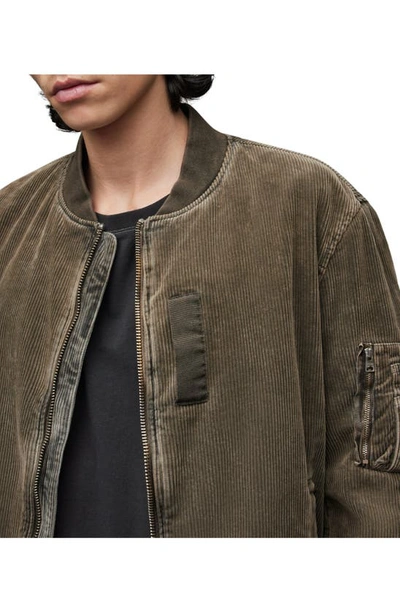 Shop Allsaints Tyler Cotton Corduroy Bomber Jacket In Meadow Brown