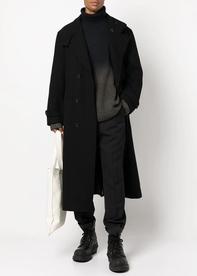 Shop Yohji Yamamoto Black 'old Tiger Leaves A Dream' Coat