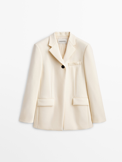 Shop Massimo Dutti Blazer With High Buttons - Limited Edition In Cream