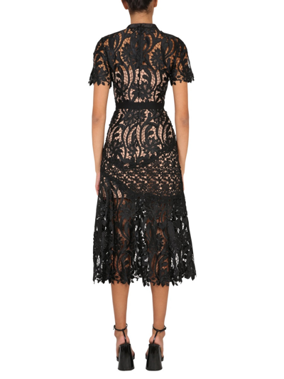 Shop Self-portrait Midi Dress "prairie" In Black