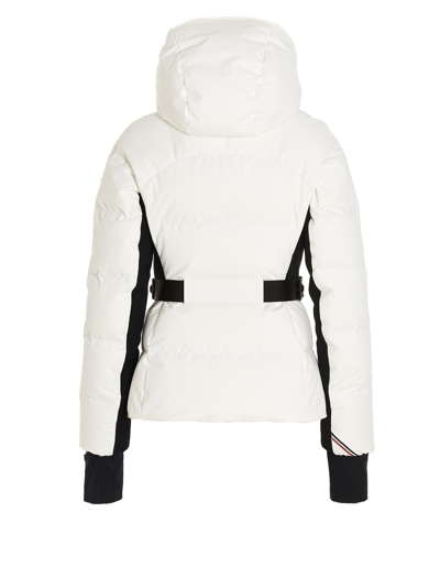 Moncler Grenoble Ivory Stretch Polyester Guyane Down Jacket In White/black