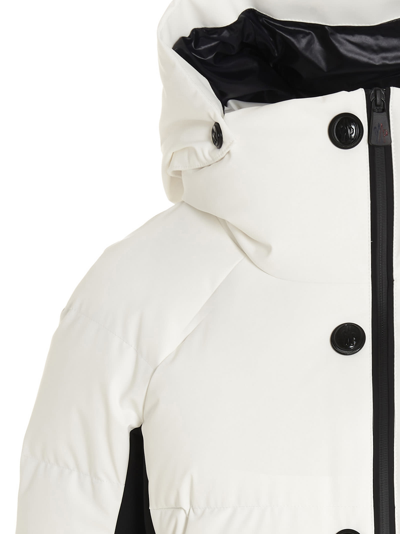 Moncler Grenoble Ivory Stretch Polyester Guyane Down Jacket In White/black