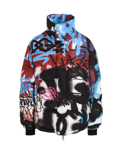 Shop Dolce & Gabbana Graffiti Puffer Jacket In Multicolor