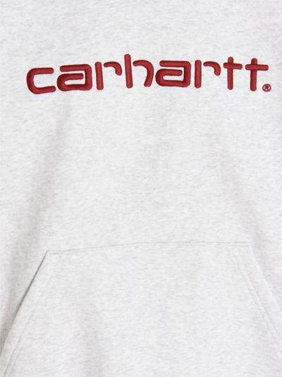 Shop Carhartt Logo Hoodie In Gray