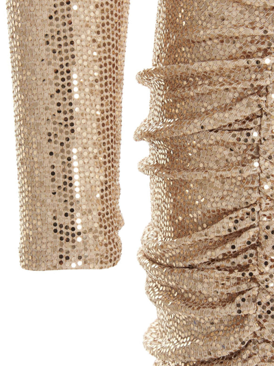 Shop Alexandre Vauthier One-shoulder Glitter Dress In Gold