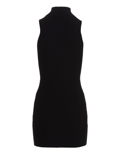Alyx Black Ribbed Knit Zipper Dress In Black