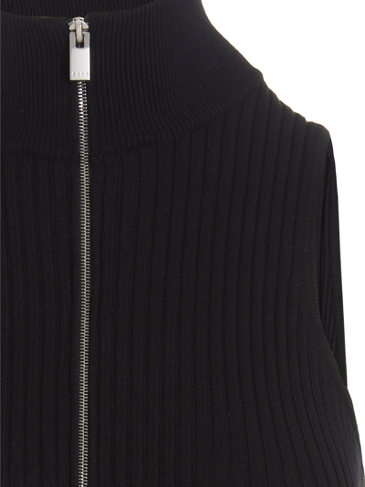 Alyx Black Ribbed Knit Zipper Dress In Black
