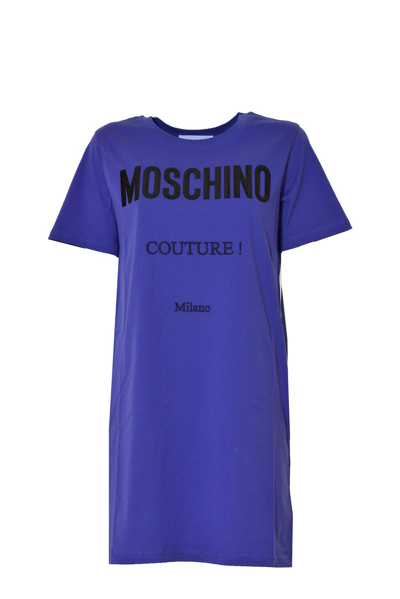 Shop Moschino Logo-printed Crewneck T-shirt Dress In Viola
