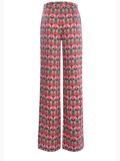 Shop Pinko Floral-printed Elasticated Waistband Flared Trousers In Multicolor