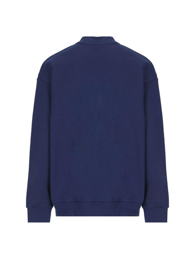 Shop Fendi Logo Embroidered Long-sleeved Sweatshirt In Yale