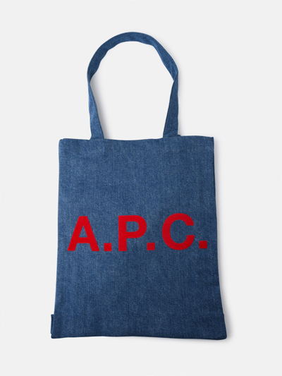 Shop Apc Lou Blue Cotton Bag