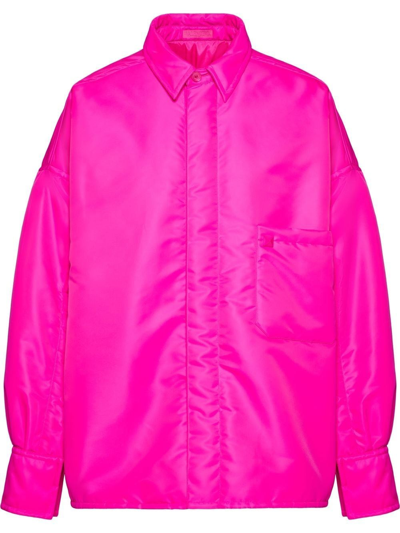 Shop Valentino `iconic Stud` Shirt Jacket In Rosa