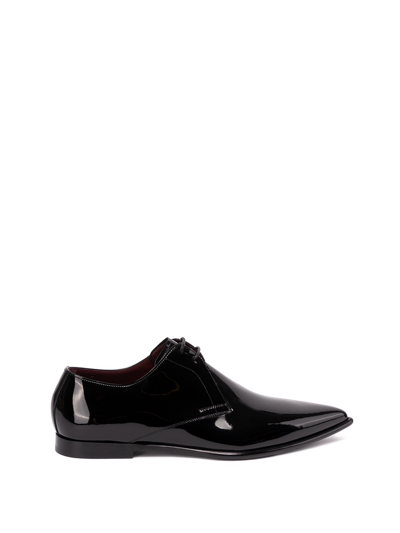 Shop Dolce & Gabbana Patent Leather Derby Shoe In Nero