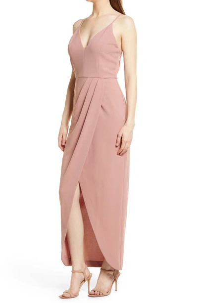 Shop Wayf The Ines V-neck Tulip Gown In Dusty Mauve