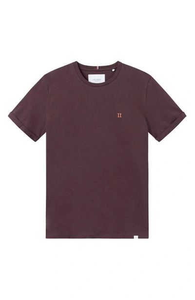 Shop Les Deux Nørregaard T-shirt In Dark Burgundy/ Orange