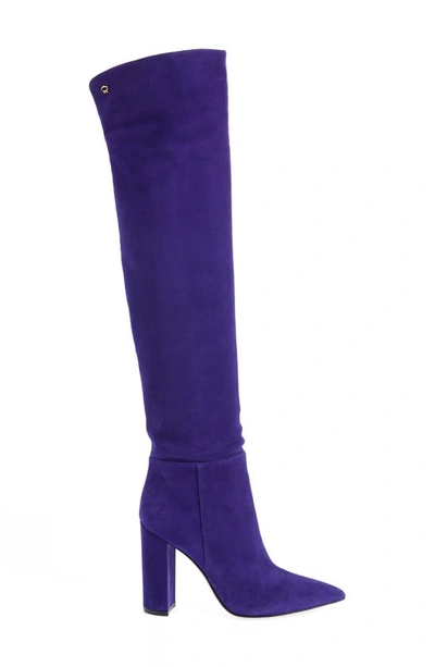 Shop Gianvito Rossi Piper Pointed Toe Over The Knee Boot In Indigo