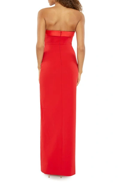 Shop Likely Tricia Bow Accent Strapless Gown In Scarlet
