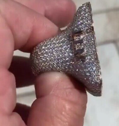Pre-owned Nsg Mens Custom M Any Initial Letter Ring 3ct Baguette Cubic Zirconia 925 Silver In White