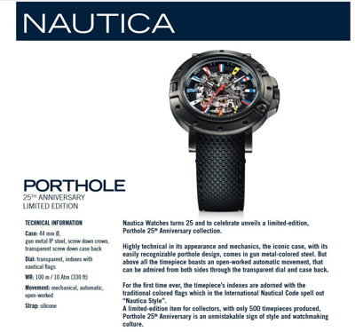 Pre-owned Nautica Porthole 25th Anniversary Limited Edition Men's Automatic  Watch | ModeSens