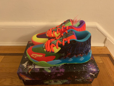 Pre-owned Puma Mb.01 Be You Lamelo Ball Boys Gs Kids Youth Green Gecko Red Blast 376889-01