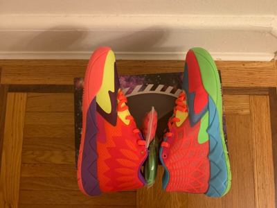 Pre-owned Puma Mb.01 Be You Lamelo Ball Boys Gs Kids Youth Green Gecko Red Blast 376889-01