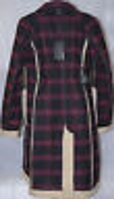 Pre-owned Burberry $3,995  Prorsum Us 12 Women Bound Edge Trench Coat Wool Jacket Lady Gift In Burgundy/black Plaids