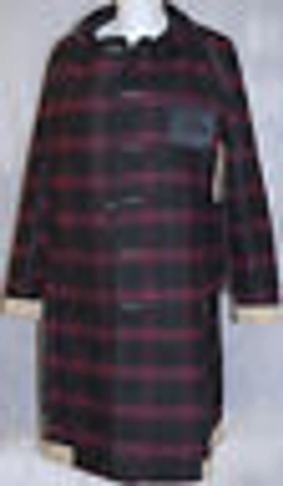 Pre-owned Burberry $3,995 Runway  Prorsum Sz Us 10 Women Bound Edge Trench Coat Wool Jacket In Burgundy/black Plaids