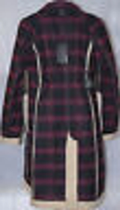 Pre-owned Burberry $3,995 Runway  Prorsum Sz Us 10 Women Bound Edge Trench Coat Wool Jacket In Burgundy/black Plaids