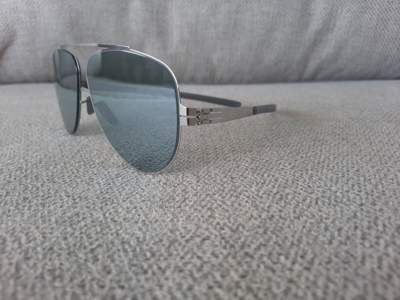Pre-owned Ic! Berlin Ic Berlin Aviator Sunglasses Model Maik O Color Chrome Blue L. Mirror Lenses 61