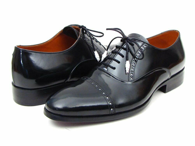 Pre-owned Paul Parkman Captoe Oxfords Black Dress Shoes