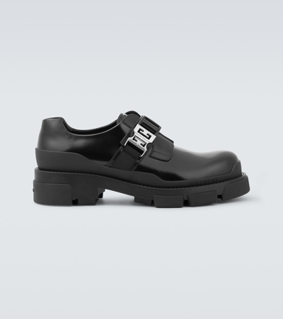 Shop Givenchy Terra Leather Derby Shoes In Black