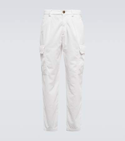 Shop Brunello Cucinelli Cotton Cargo Pants In Neve